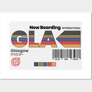 Vintage Glasgow GLA Airport Label Retro Travel Scotland Posters and Art